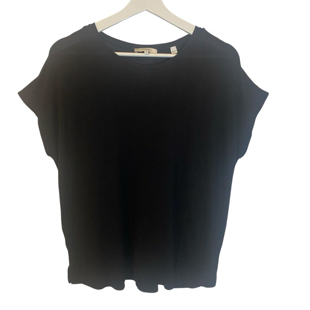 Vince Women's Top Size M Black Short Sleeve Work Casual Minimalist